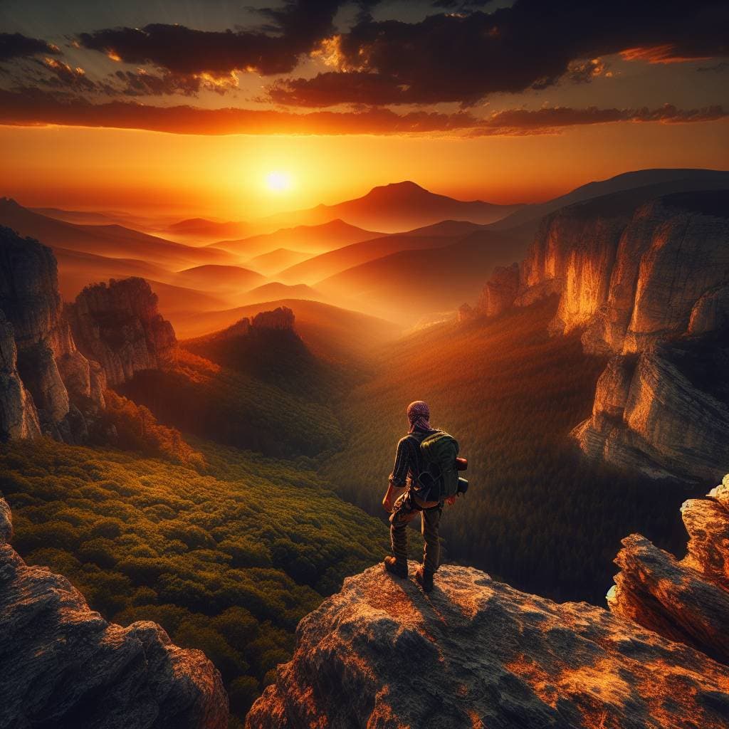 Embracing the Chaos: Adventurer on Cliff