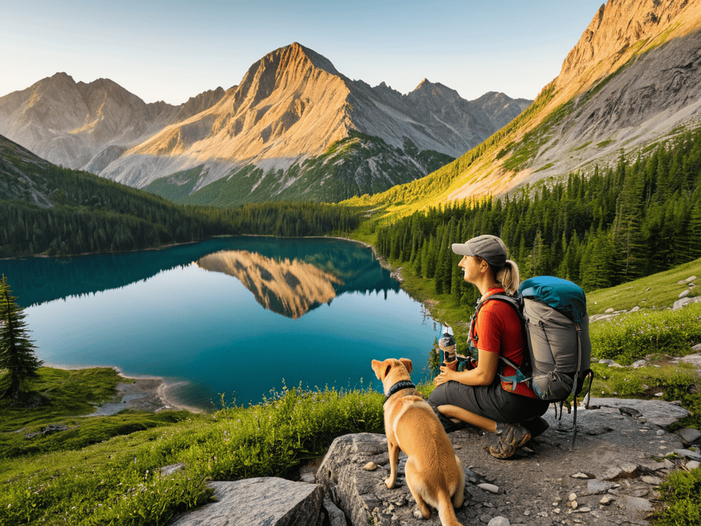 Embracing outdoors with furry friend