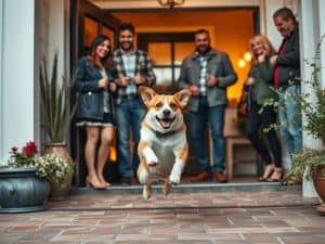 Pet jumping guests