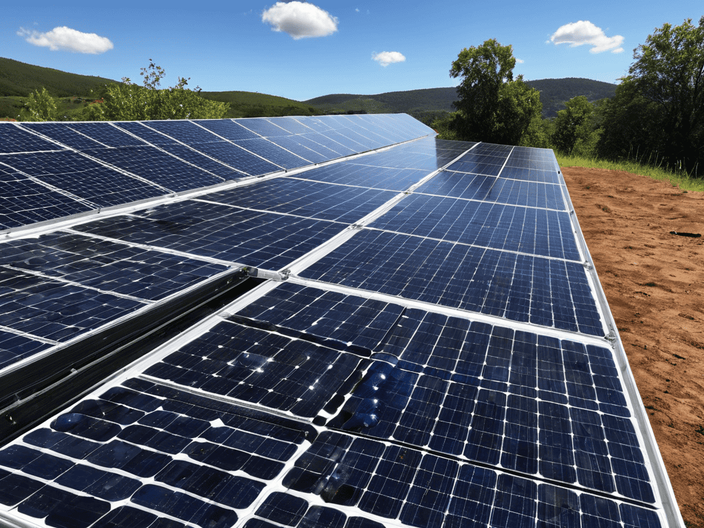 Cleaning Solar Panels in progress
