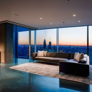 Electrochromic smart glass providing instant privacy.
